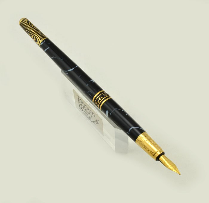 Duke Desk Fountain Pen Blue Marbled Resin, Marble Base (New in Box